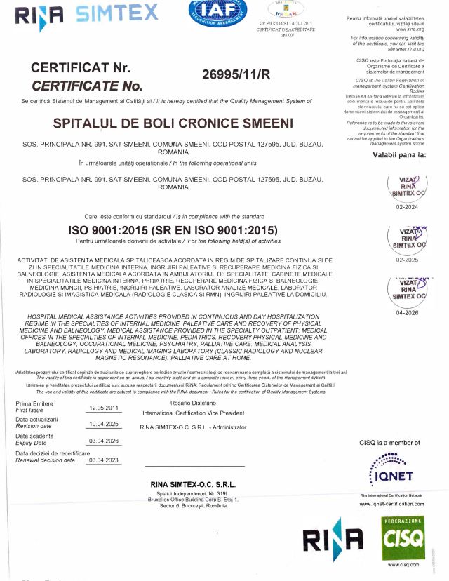 Certificat ISO 9001:2015